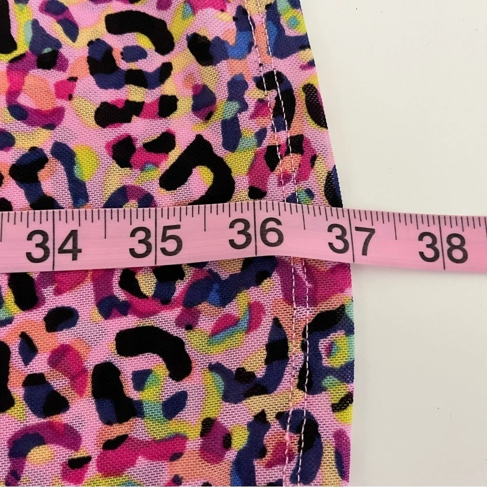 LOGO Lori Goldstein Pink Animal Print Open Cardigan